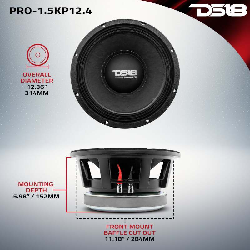 DS18 12in 1500 Watts RMS 4 ohm Mid-Bass Loudspeaker