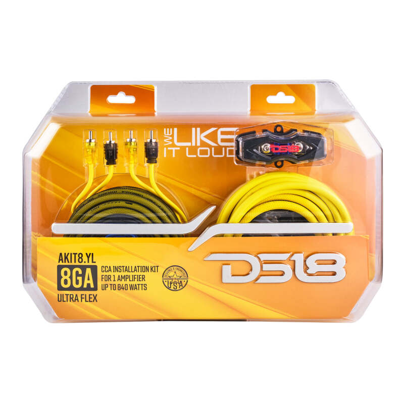 DS18 8-GA Amplifier Install Kit Advance- Yellow