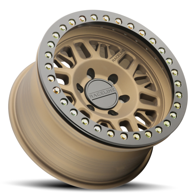 Raceline RT951B Ryno 17x9in/8x165.1 BP/-12mm Offset/130.81mm Bore - Bronze & BLK Ring Beadlock Wheel