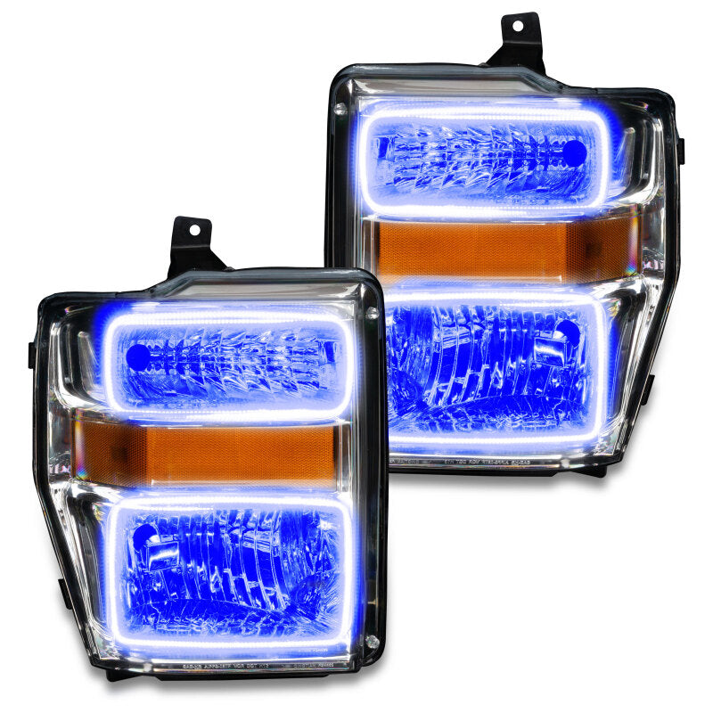 Oracle 08-10 Ford F250/350 Pre-Assembled Halo Headlights - Chrome Housing - ColorSHIFT