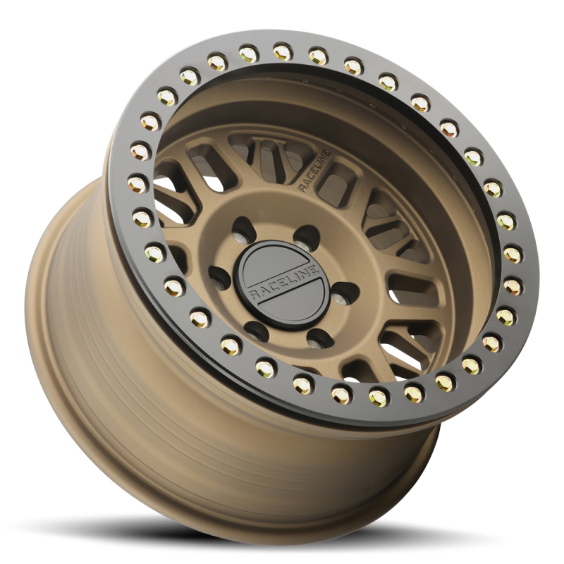 Raceline RT951B Ryno 17x9in/8x165.1 BP/-12mm Offset/130.81mm Bore - Bronze & BLK Ring Beadlock Wheel