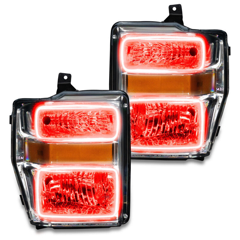 Oracle 08-10 Ford F250/350 Pre-Assembled Halo Headlights - Chrome Housing - ColorSHIFT