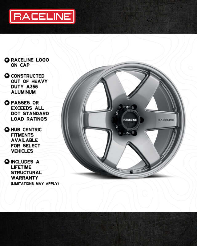 Raceline 942GS Addict 18x8in / 6x120 BP / 35mm Offset / 67.1mm Bore - Greystone Wheel