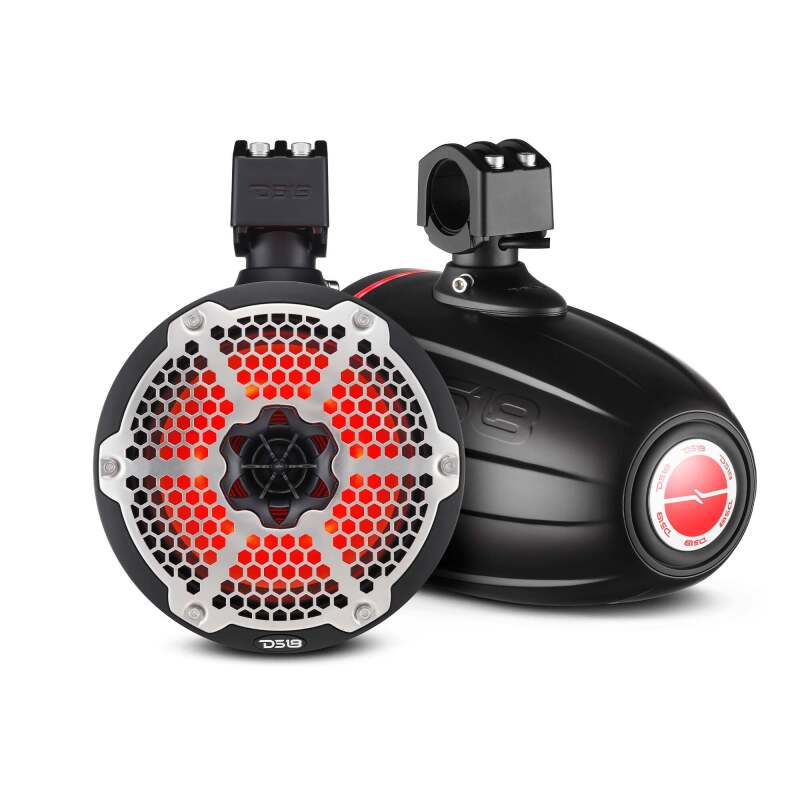 DS18 Marine And Powersports Towers 8in 1in Driver 180 Watts RMS RGB LED Lights Black