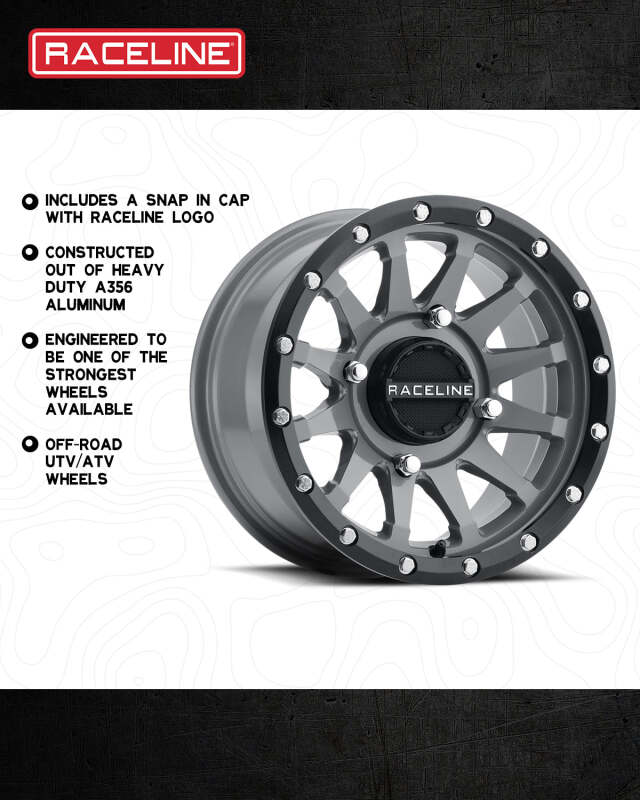 Raceline A95SG Trophy 15x7in / 4x156 BP / 10mm Offset / 132.5mm Bore - Grey & Black Lip Wheel