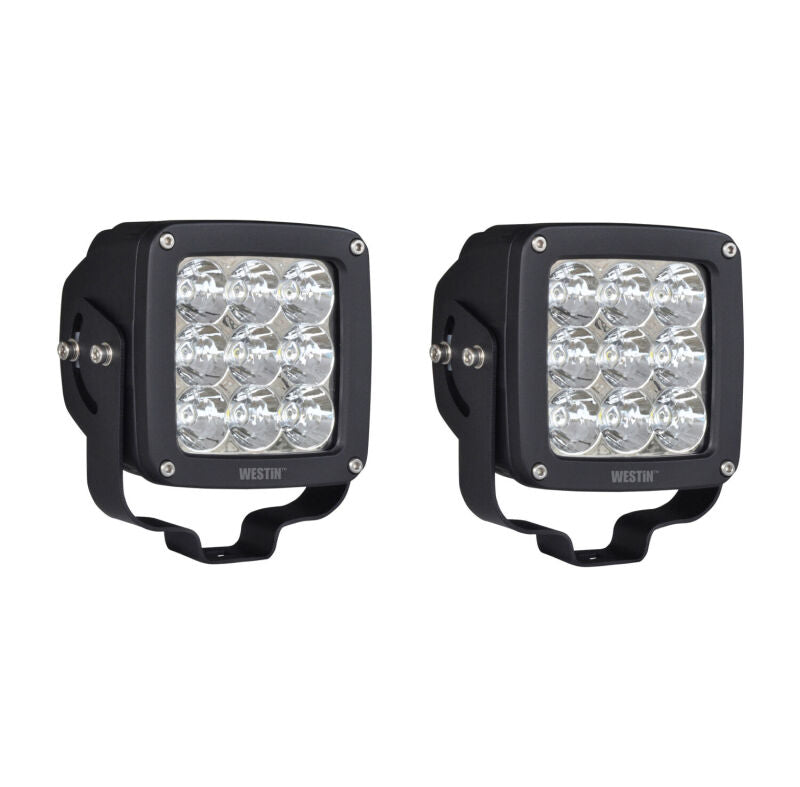 Westin Axis LED Auxiliary Light 4.5 inch x 4.5 inch Square Flood w/3W Osram (Set of 2) - Black