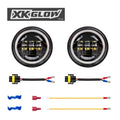 XK Glow Black 2pc. Motorcycle Driving Lights w/ Amber Halo