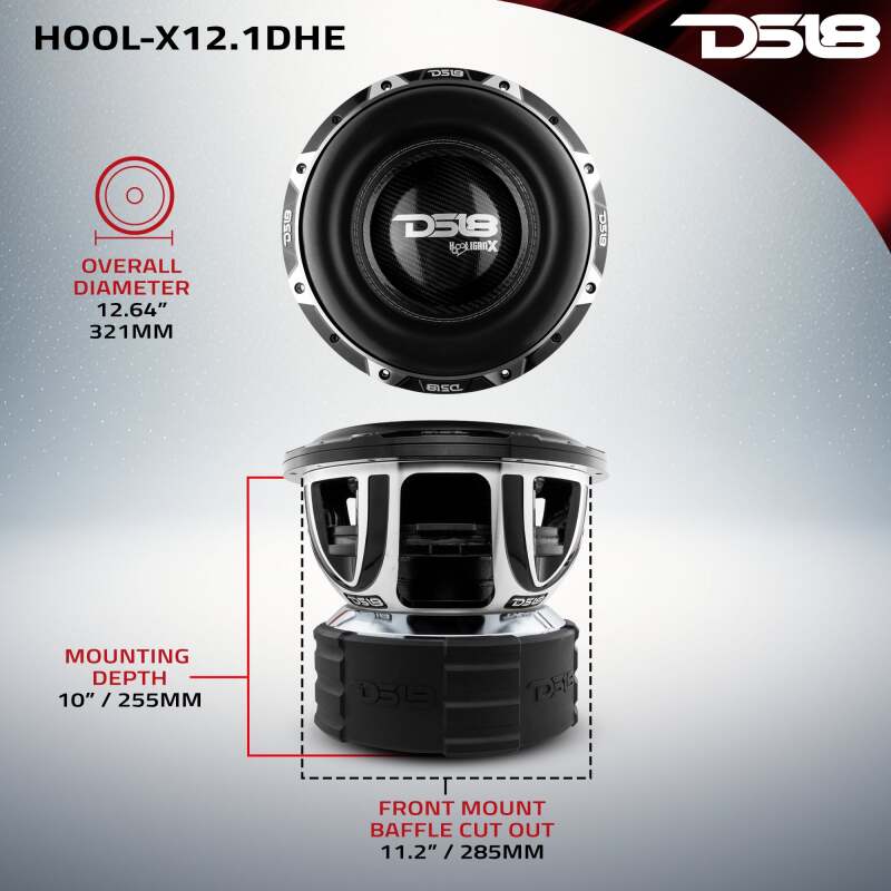 DS18 Hooligan Subwoofer 12in 4000 Watts RMS 1 ohm DVC