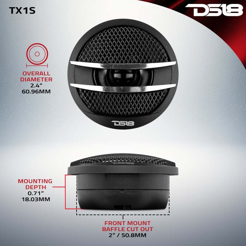 DS18 1.38in Dome Tweeters 25 Watts RMS 0.5in Pei Vc 4 ohm Silver