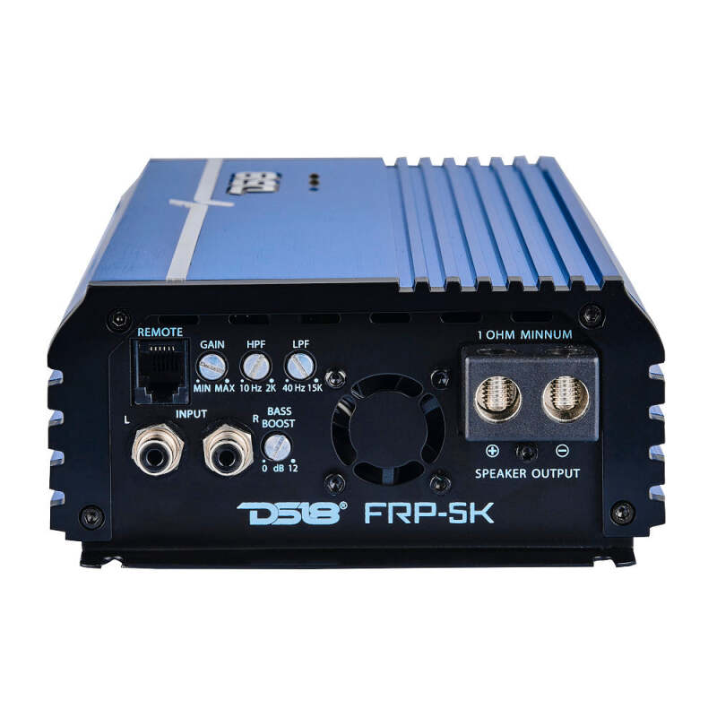 DS18 1-Channel Amp Class D Full-Range Monoblock 5000 Watts RMS/1ohm DPIV1/0 Terminals Included Blue