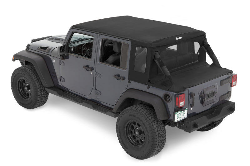 Bestop 07-18 Jeep Wrangler JK 4-Door Halftop Soft Top (Black Diamond)