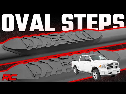 Oval Nerf Step Crew Cab Black Ram 1500/2500/3500 2WD/4WD (2010-2025 & Classic) Rough Country