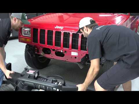 Cherokee XJ Front Winch Bumper W/Grille Guard Bullhead Steel Black Textured Powdercoat Fishbone Offroad
