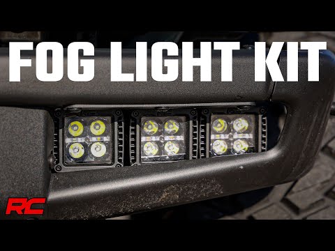 LED Light Kit Fog Mount Triple 2 Inch Black Pair Spot Ford Bronco (21-25) Rough Country