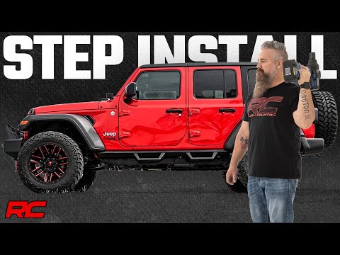 Contoured Drop Steps 4 Door Jeep Wrangler JL (21-25)/Wrangler Unlimited (18-26) Rough Country