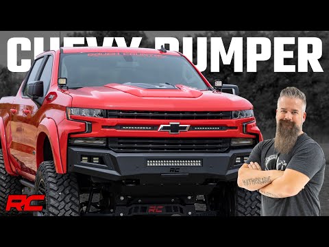 High Clearance Front Bumper LED Lights & Skid Plate Chevy Silverado 1500 (19-22) Rough Country