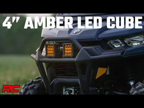 4 Inch LED Amber Light Pods Square Amber DRL Pair Rough Country