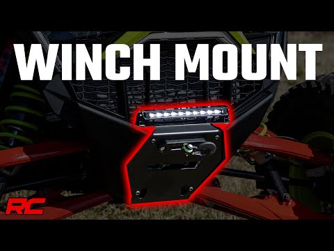 LED Light Winch Mount Front 10 Inch Black Slimline Polaris RZR Pro R Rough Country