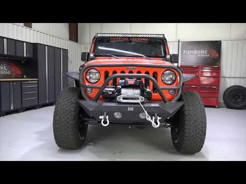 Jeep JK Front Winch Bumper W/Grille Guard 07-17 Wrangler JK Manowar Series Fishbone Offroad