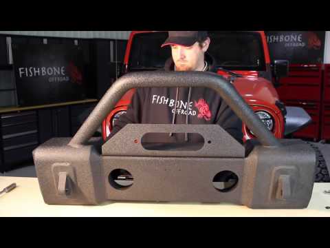 Jeep JK Stubby Bumper W/Tube Guard 07-17 Wranger JK Black Texured Powercoated Fishbone Offroad