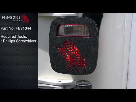 Jeep Wrangler CJ YJ TJ Tail Light Covers Black Textured Powdercoat Fishbone Offroad