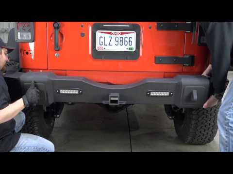 Jeep JK Rear Bumper W/LED's 07-17 Wrangler JK Rubicon and Unlimited Steel Black Textured Powdercoat Fishbone Offroad