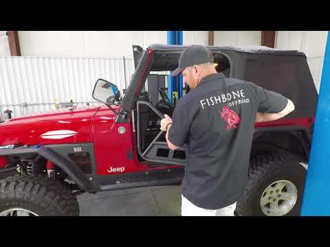 Jeep TJ Front Tube Doors 97-06 Wrangler TJ Black Textured Powdercoat Steel Fishbone Offroad
