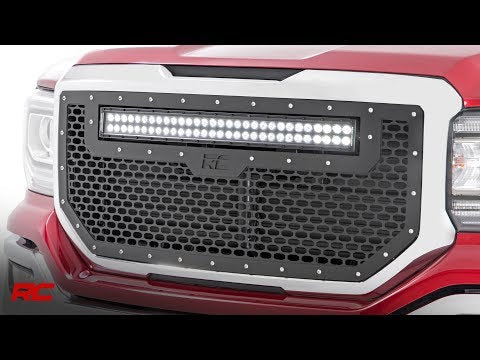 Sierra Mesh Grille 16-18 Sierra 1500 Black Powdercoat Stainless Steel Hardware Rough Country