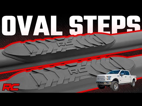 Oval Nerf Step Crew Cab Black Ford F-150/Lightning/F-250/F-350/Raptor (15-26) Rough Country