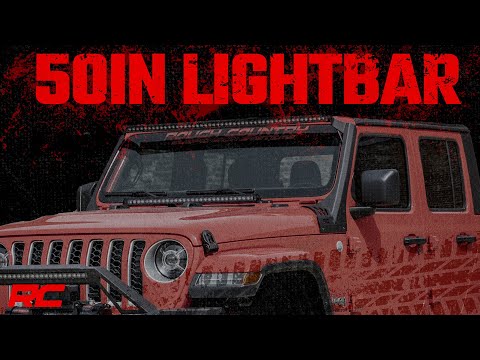 LED Light Kit Windshield Mount 50 Inch Black Single Row Jeep Gladiator JT/Wrangler JL (18-26) Rough Country