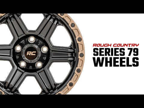 79 Series Wheel One-Piece Semi Gloss Black w/Bronze Ring 17x8.5 Rough Country