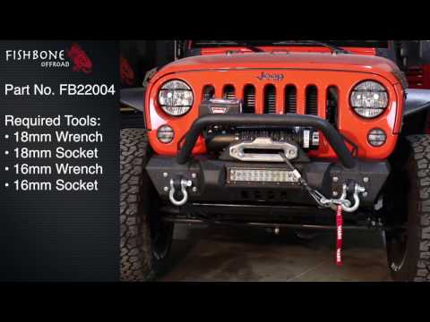 Jeep JK Front Stubby Winch Bumper W/Tube Guard 07-17 Wranger JK Black Texured Powercoated Fishbone Offroad