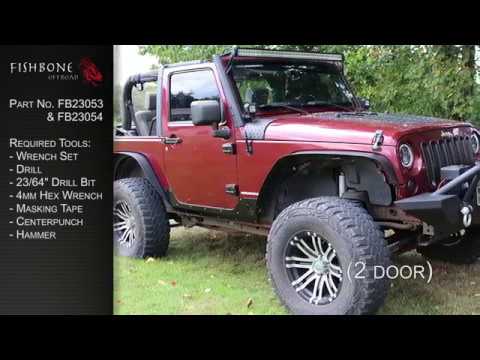 Jeep JK Rocker Guards Scale Armor 07-18 Wrangler JK 2 Door Fishbone Offroad