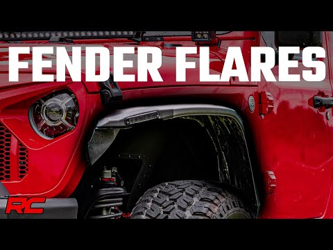 High Clearance LED Flat Fender Flare Kit UV Treated Jeep Wrangler JL (18-24) Rough Country