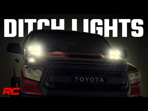 LED Light Kit Ditch Mount Dual 2 Inch Black Pairs Flood Toyota Tundra (14-21) Rough Country