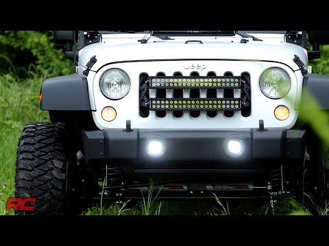 LED Light Kit Fog Mount 2 Inch Black Pair Jeep Wrangler JK/Wrangler Unlimited (10-18) Rough Country
