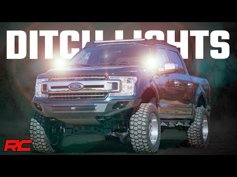 LED Light Pair Ditch Mount 2 Inch Black DRL Ford F-150 (15-26)/F-150 Lightning (22-26) Rough Country