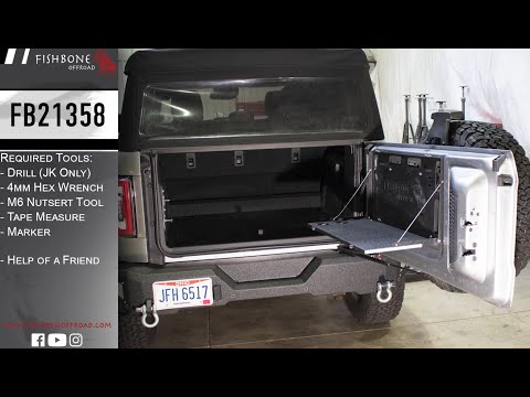 6th Gen Ford Bronco, 18-Present Jeep Wrangler JL and 07-18 Jeep Wrangler JK Tailgate Table Fishbone Offroad