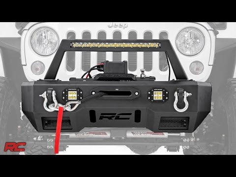 Jeep Front Stubby LED Winch Bumper Chrome Series JK, JL, Gladiator JT Rough Country