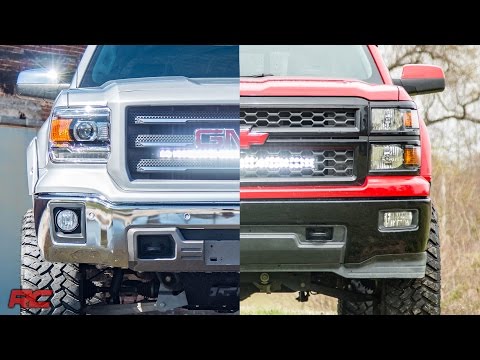 LED Light Kit Behind Grille Mount 30 Inch Chrome Single Row Silverado/Sierra 1500 (14-18 & Classic) Rough Country